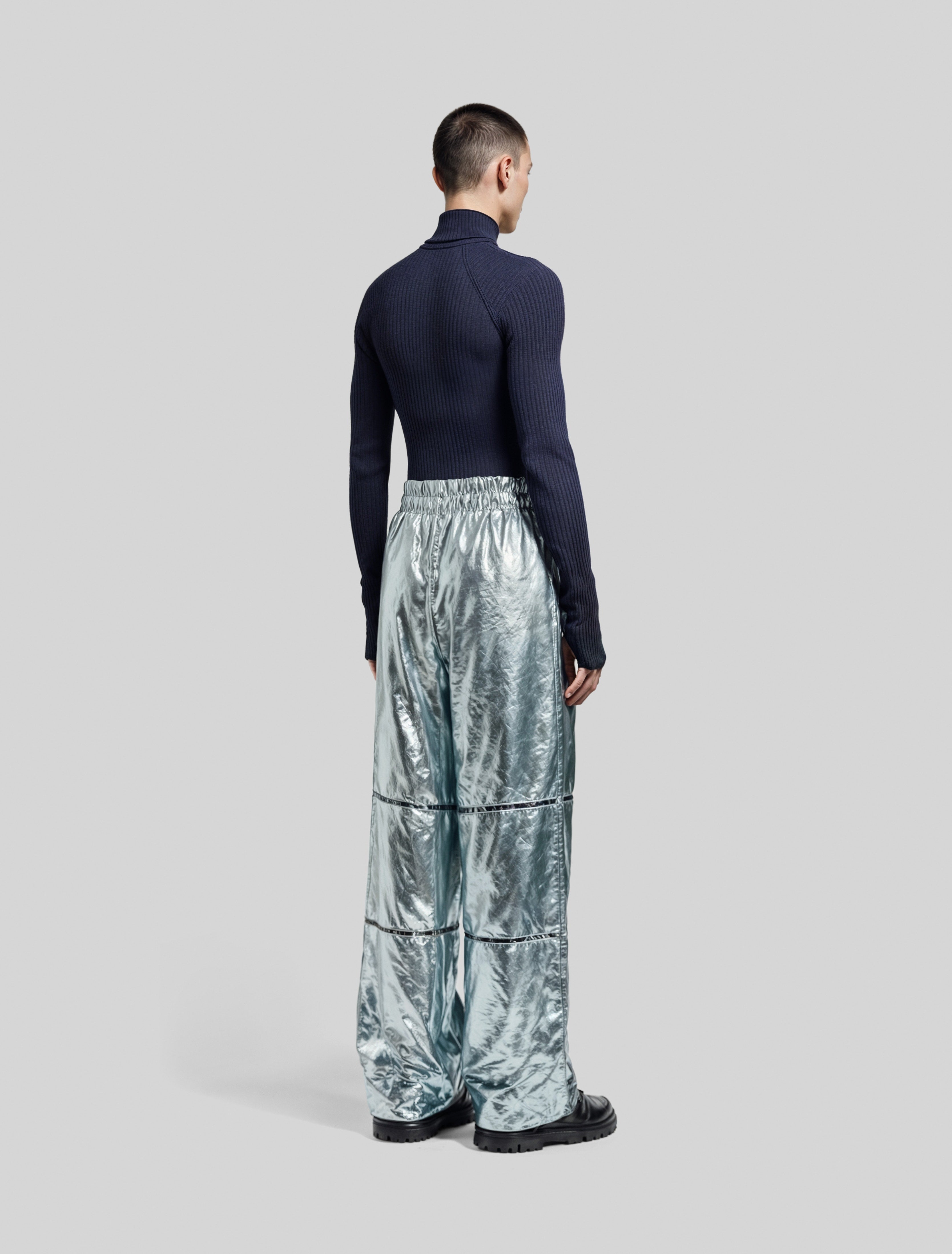 Wide-Leg Metallic Pants-2
