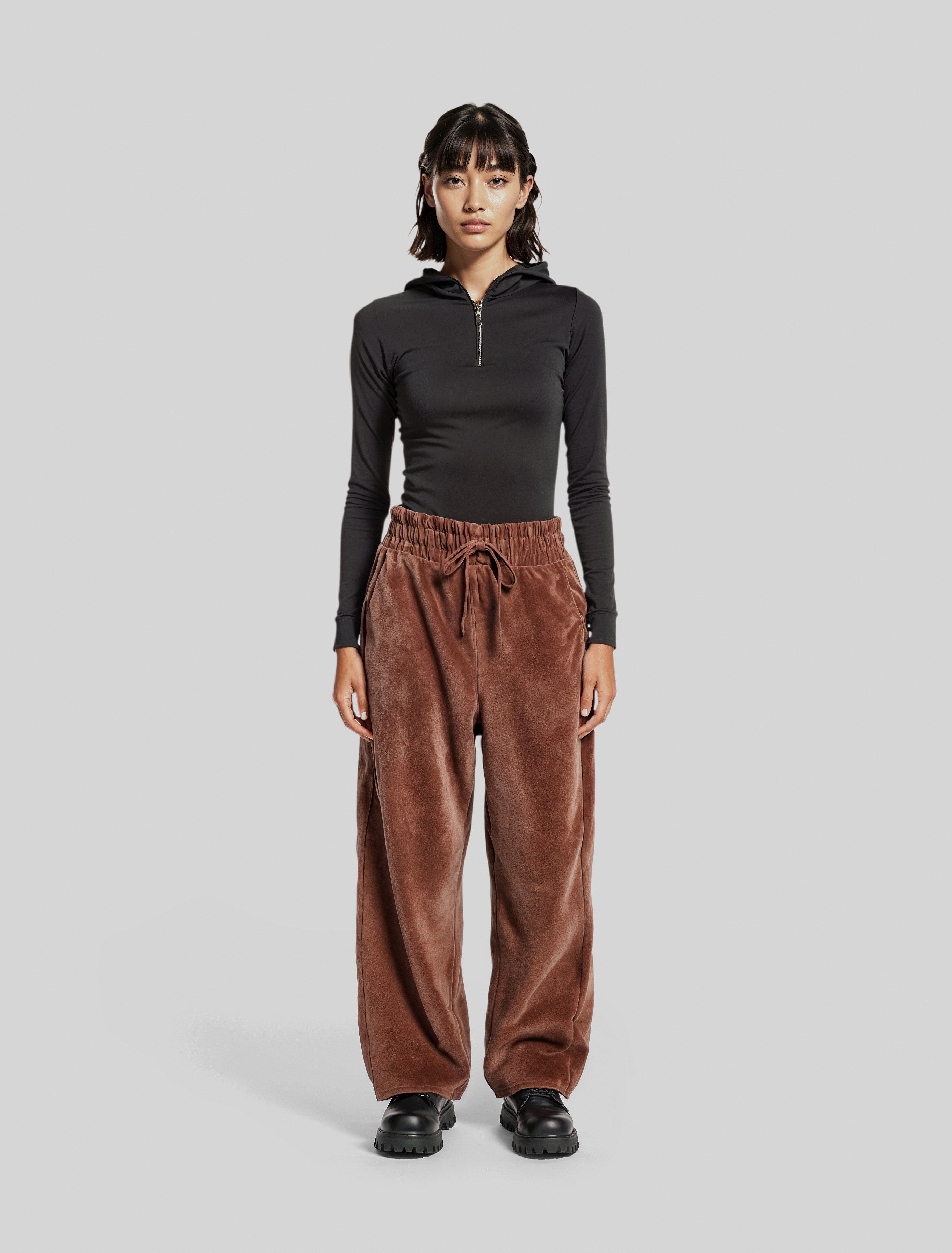 Wide-Leg Velour Pants