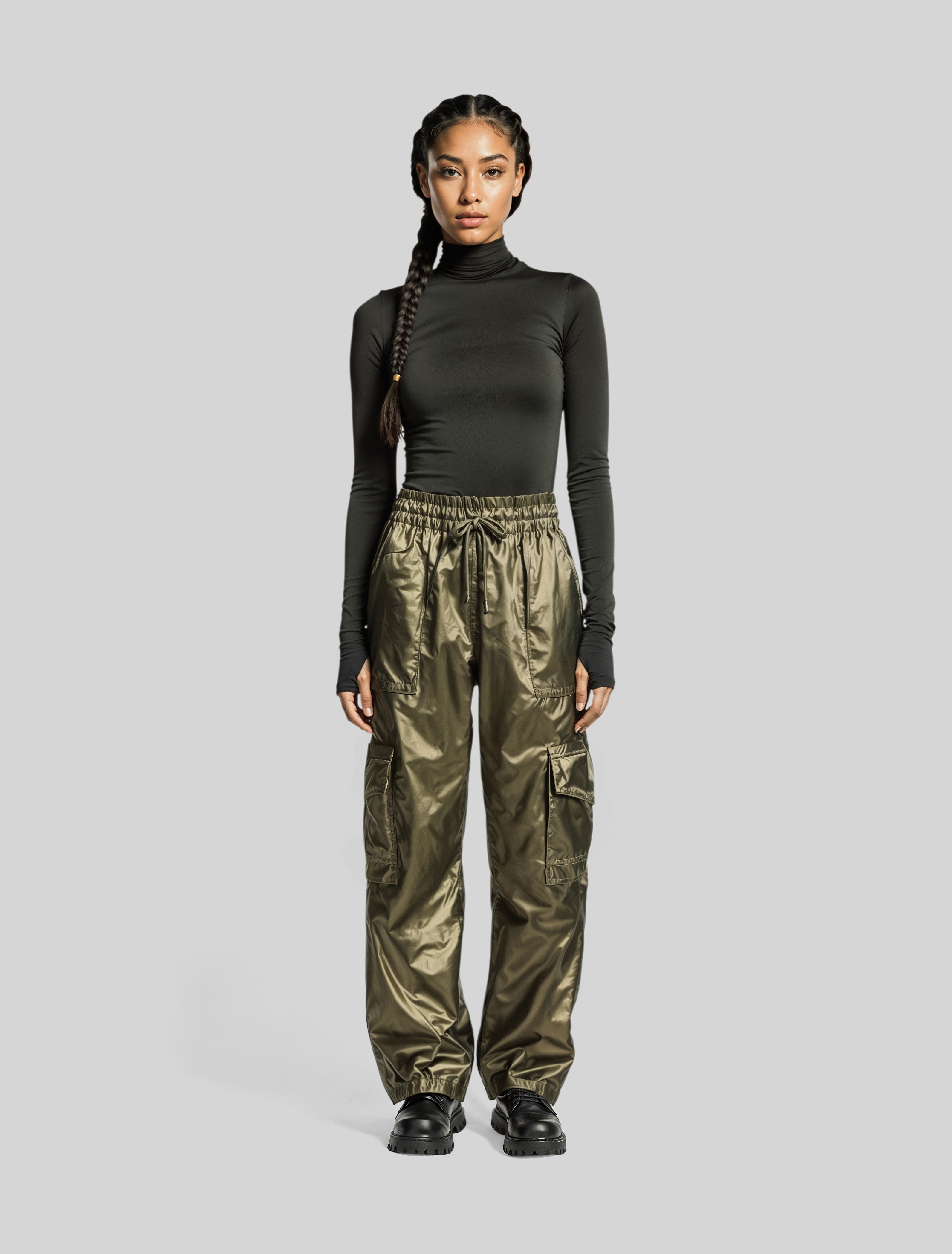Shiny Cargo Pants-5