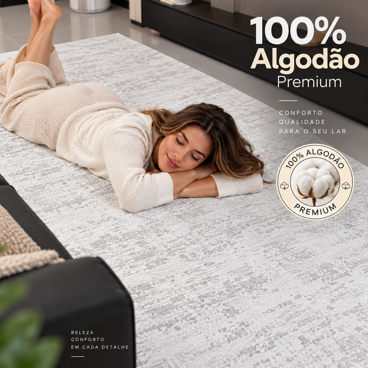 [LEVE 2 PAGUE 1] Tapete Florenza em 100% Algodão Premium (Conforto que Faz a Diferença!)
