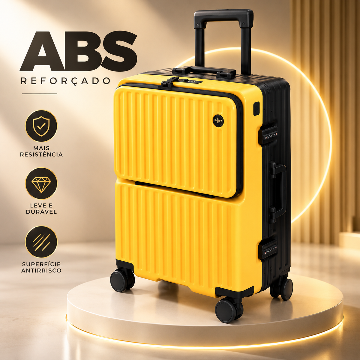 [LEVE 2 PAGUE 1] Mala de Viagem SkyZoom em ABS com Rodinhas 360° Alça Ajustável e Fechamento com Senha