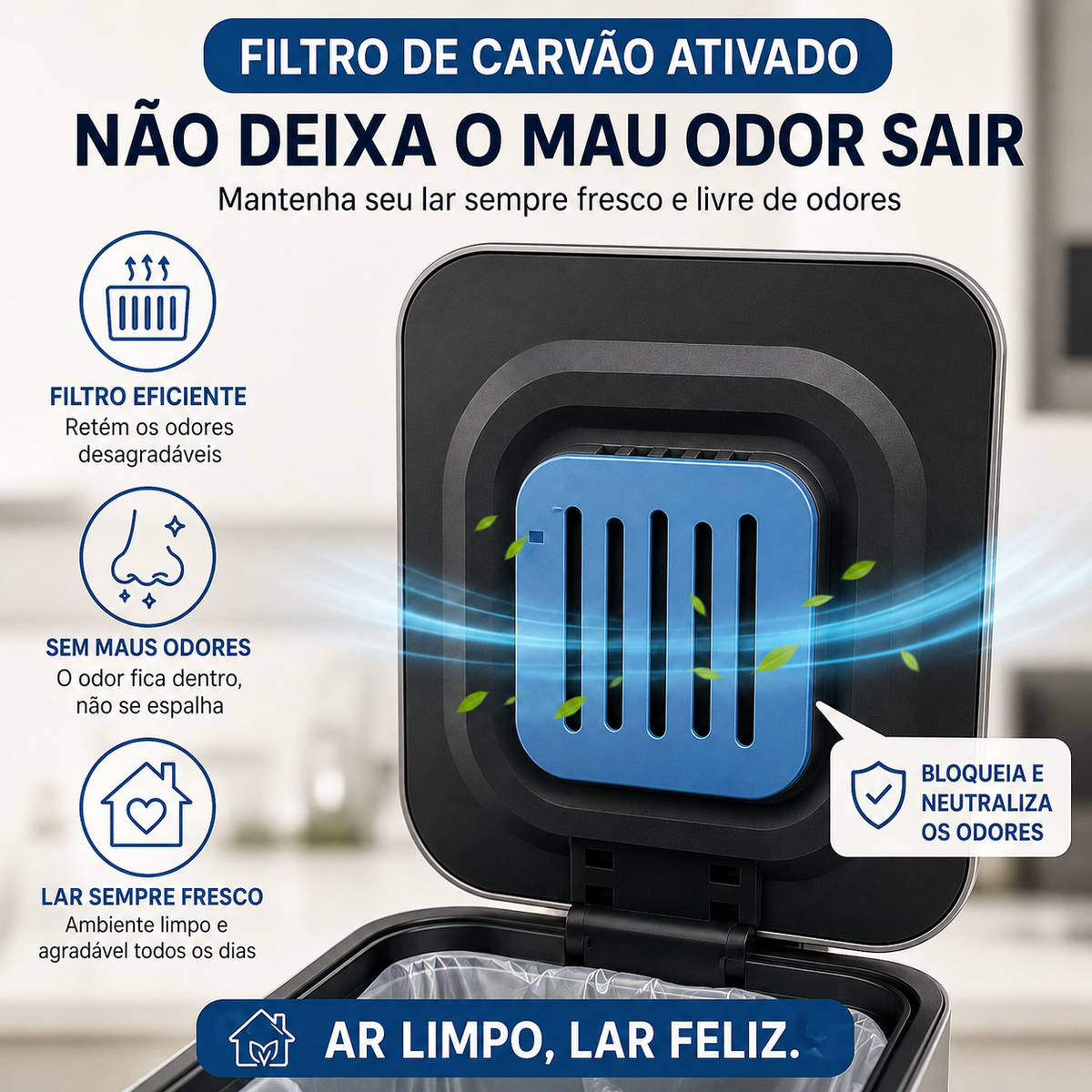 [LEVE 2 PAGUE 1] Lixeira Smart Anti Odores em Aço Inox com Abertura Automática