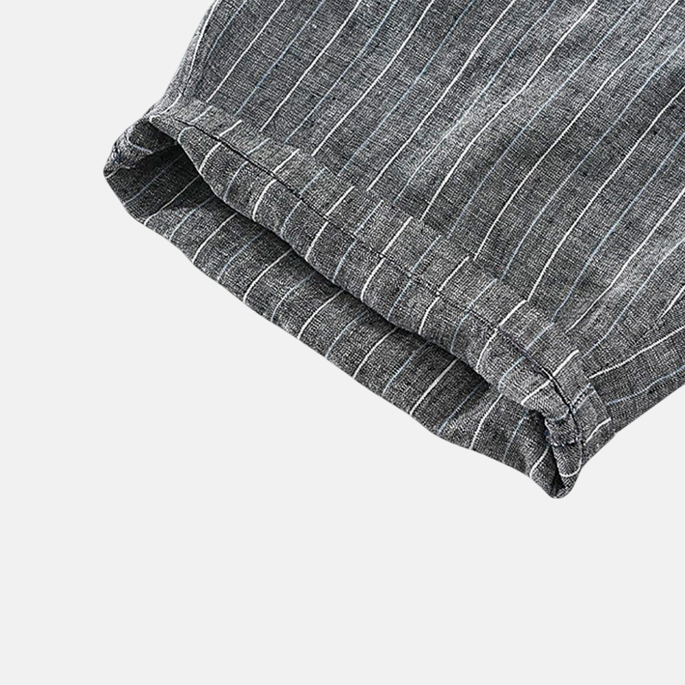 Men's Linen Shorts with Striped Design-15