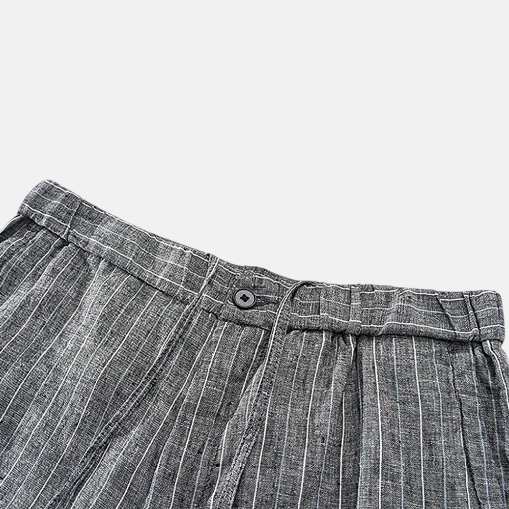 Men's Linen Shorts with Striped Design-14