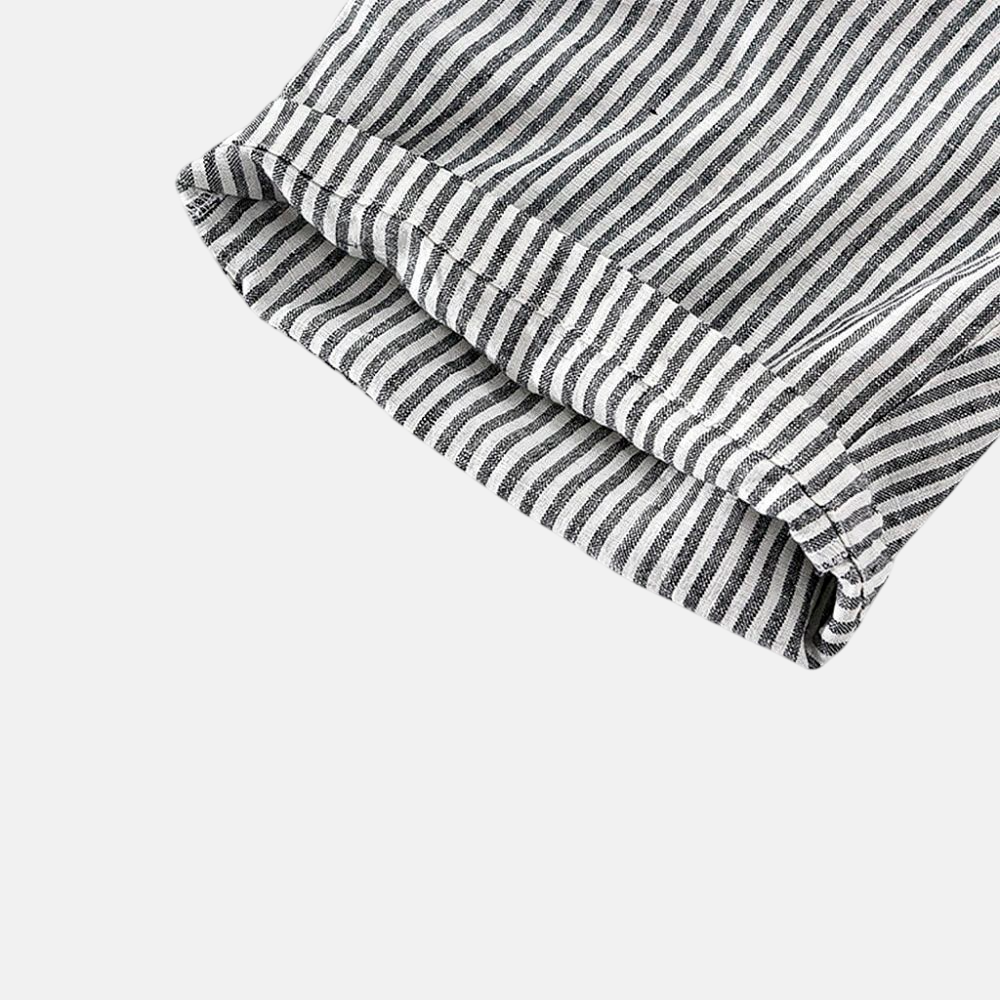 Men's Linen Shorts with Striped Design-10