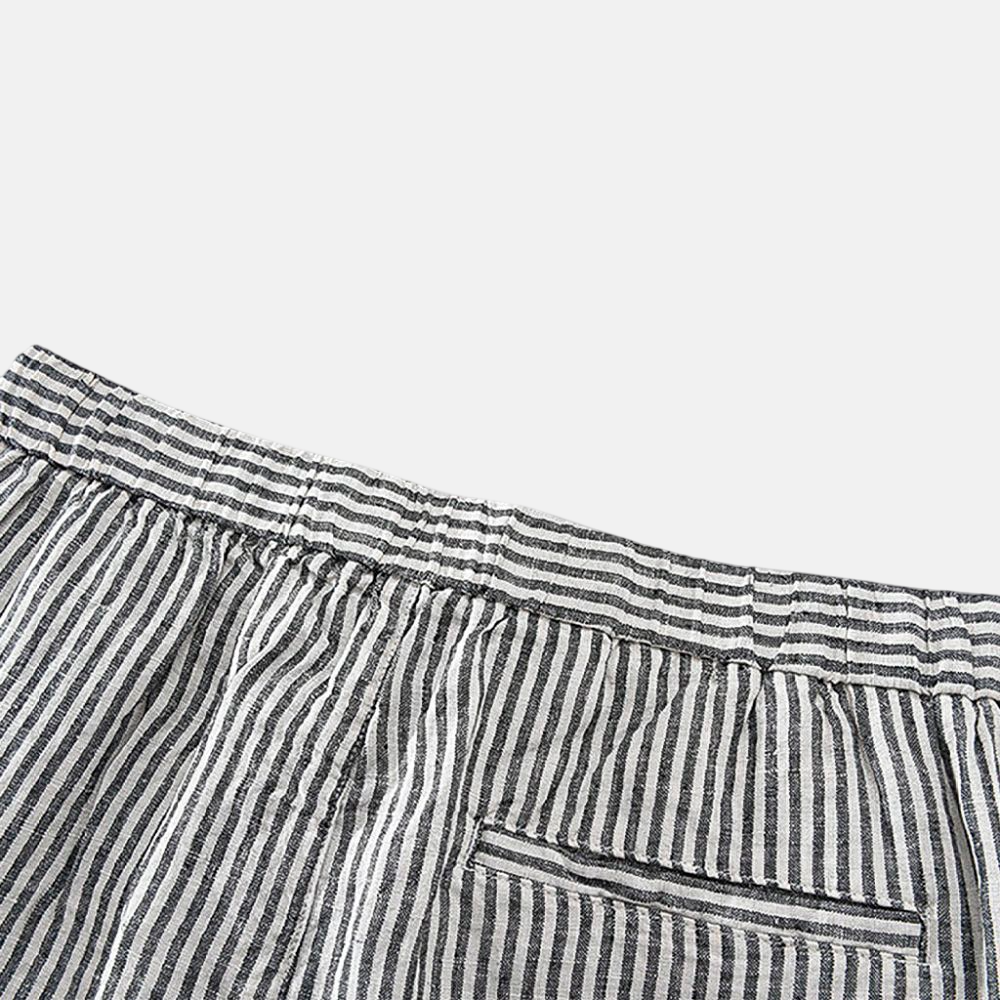 Men's Linen Shorts with Striped Design-9
