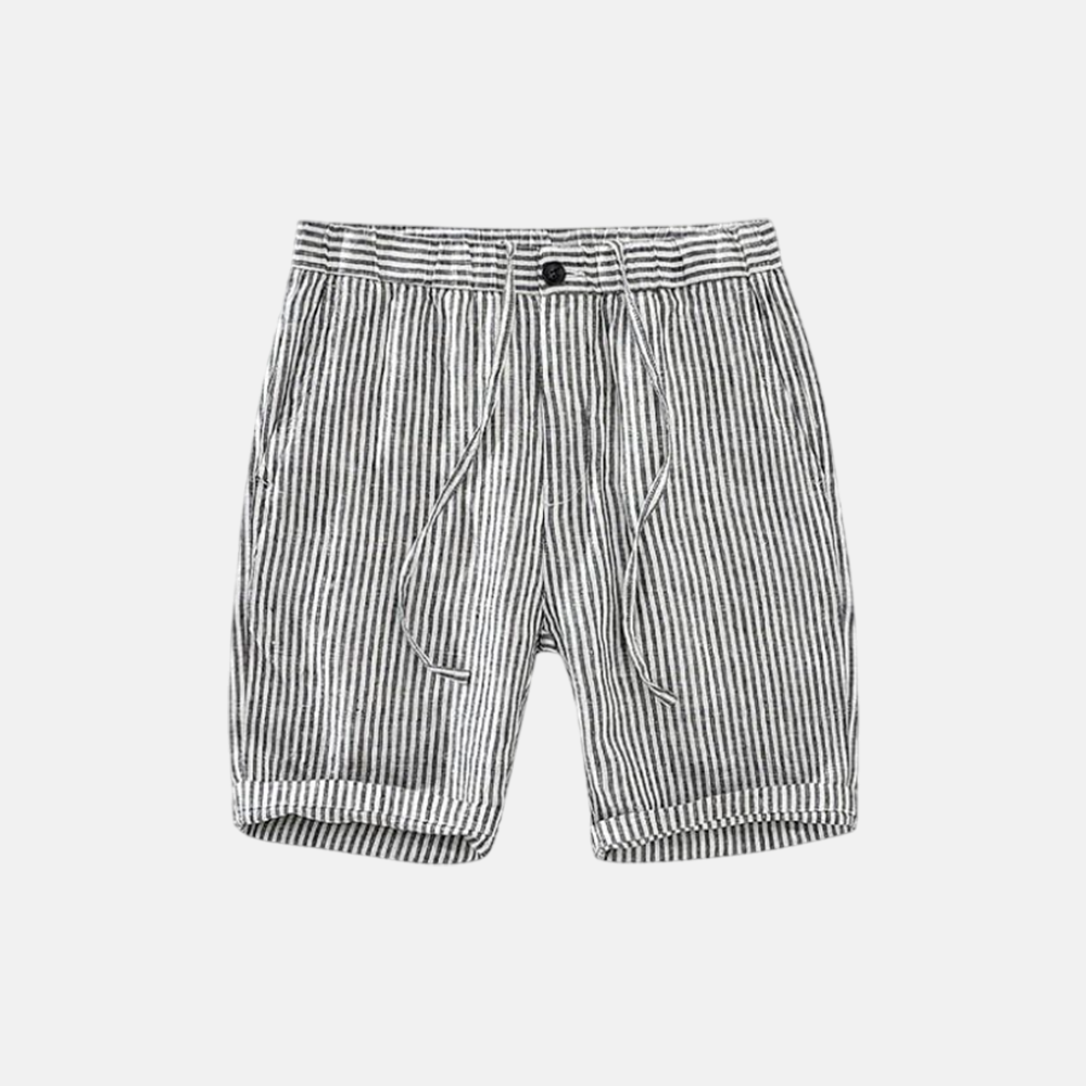 Men's Linen Shorts with Striped Design-6