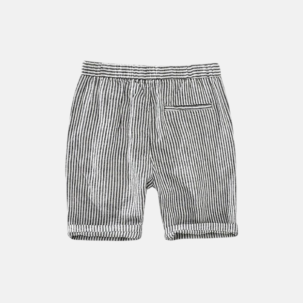 Men's Linen Shorts with Striped Design-7