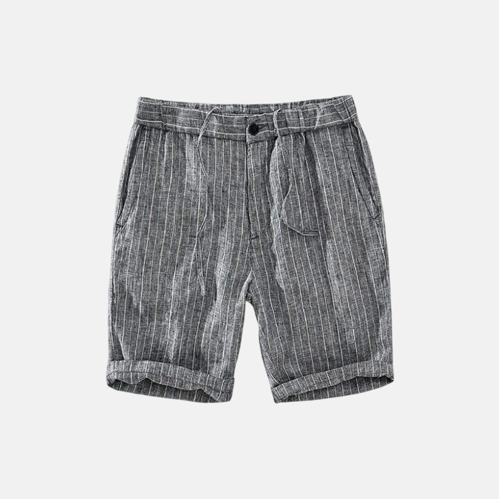 Men's Linen Shorts with Striped Design-13