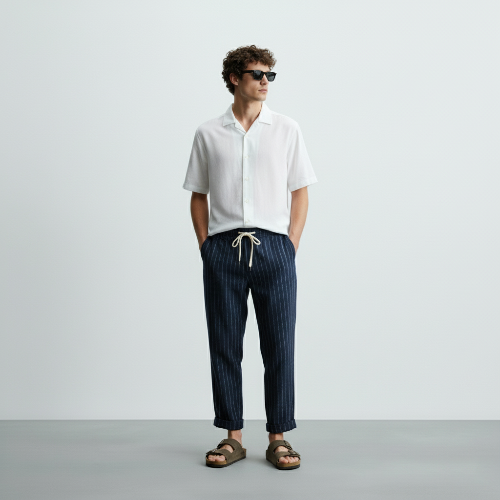 Men's Linen Trousers Cassis-2