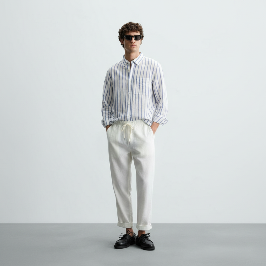 Men's Santorini Linen Trousers-2