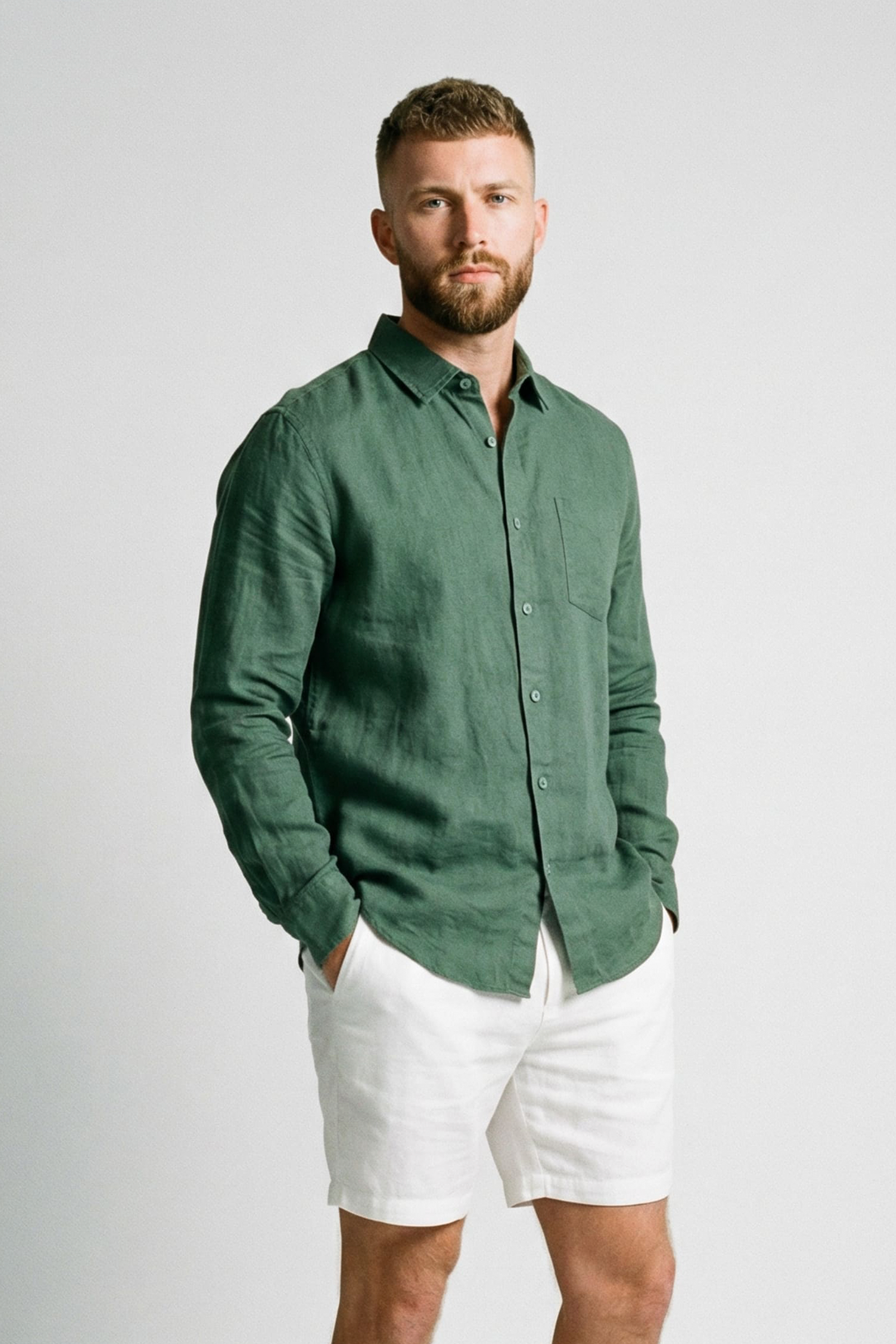 Men's Linen Shirt with Pocket-1
