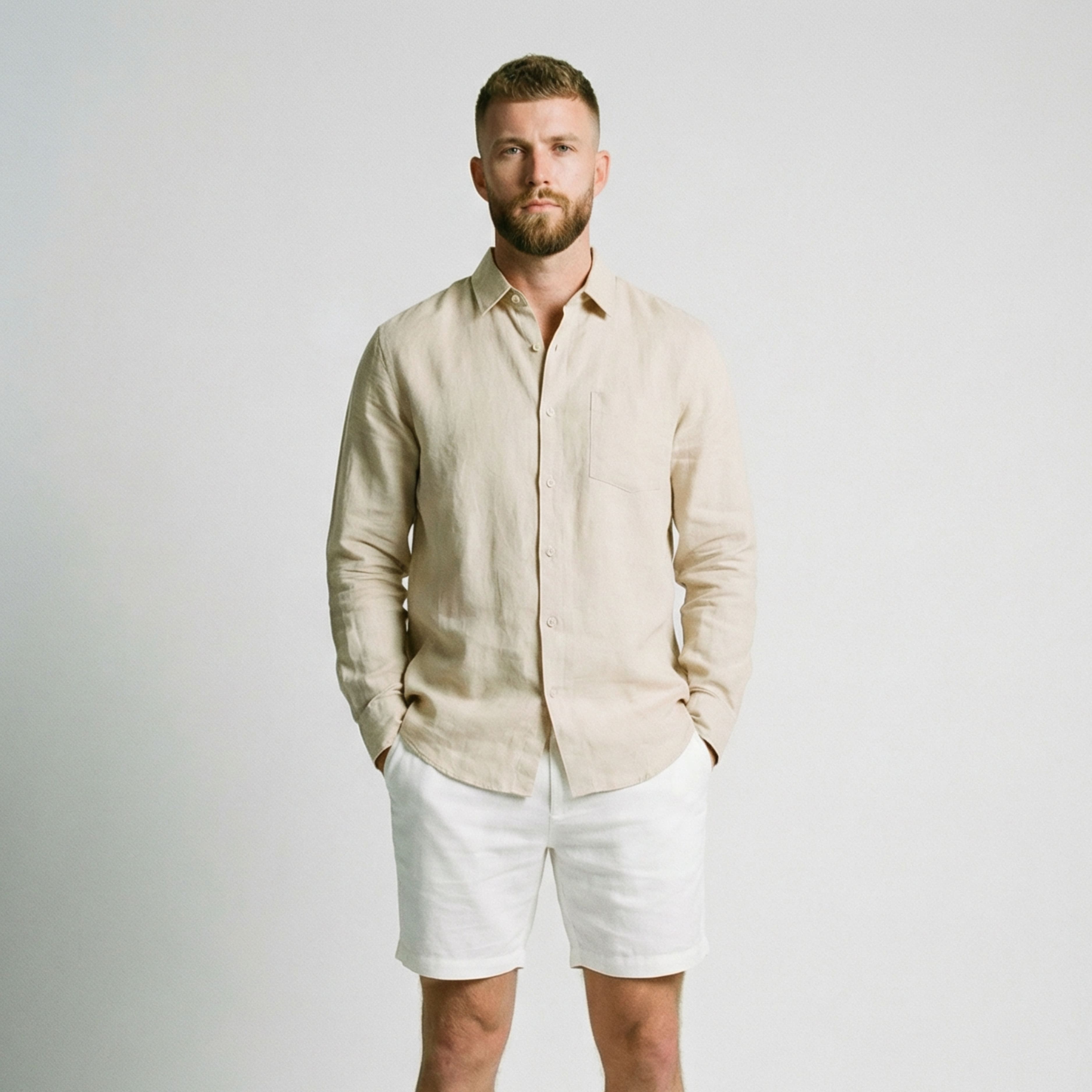 Men's Linen Shirt with Pocket-5