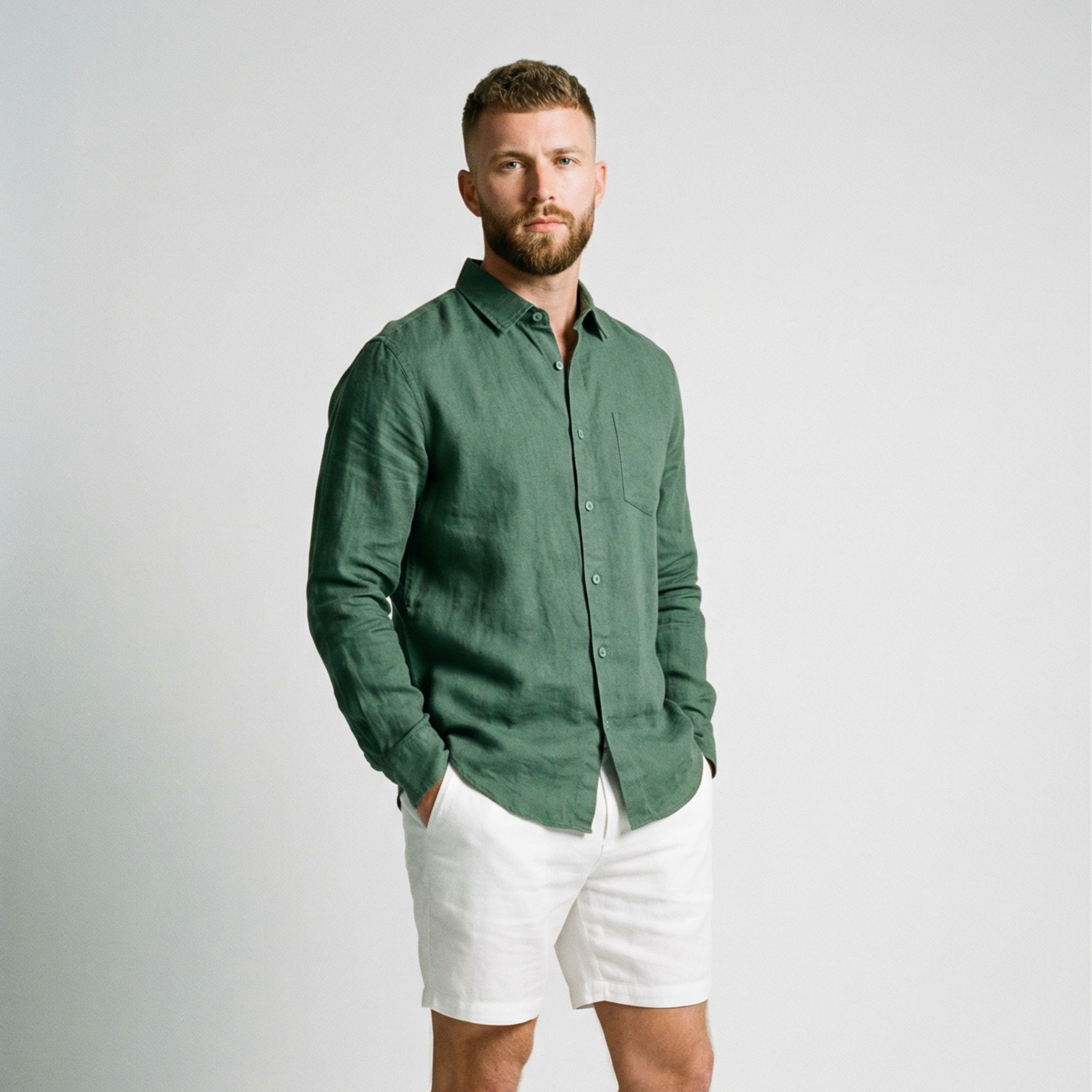 Men's Linen Shirt with Pocket-4
