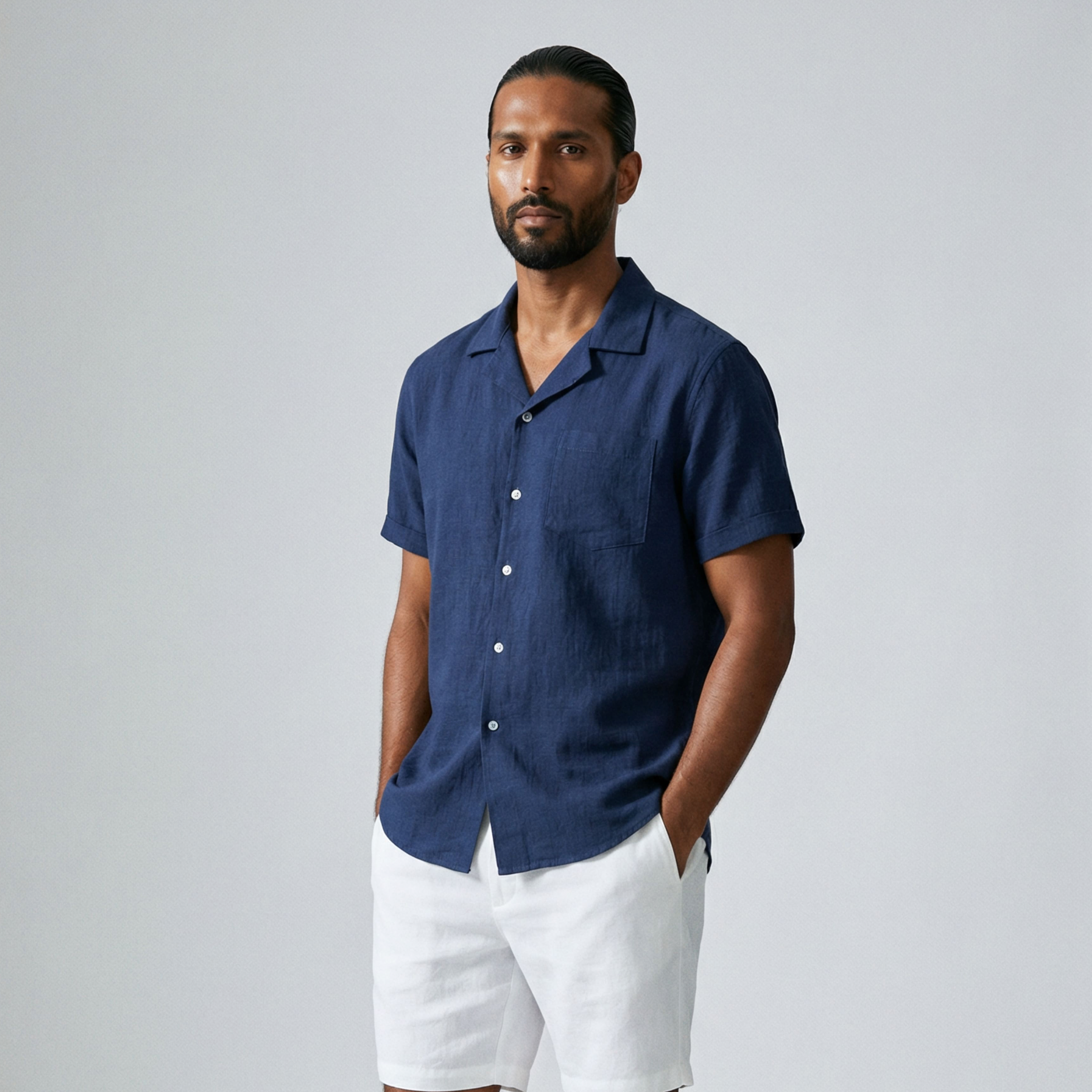 Men's Linen Tourist Collar Shirt-4