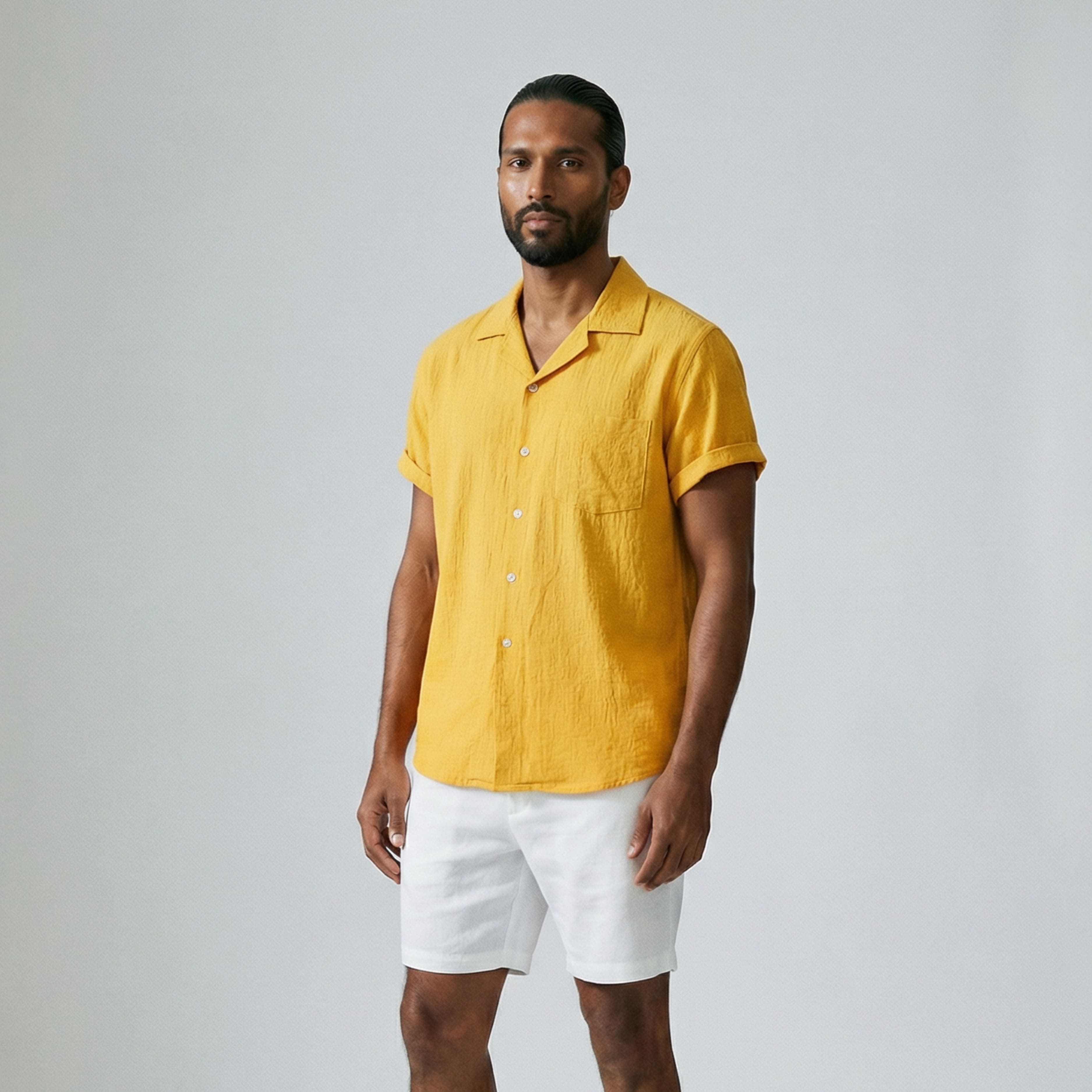 Men's Linen Tourist Collar Shirt-8