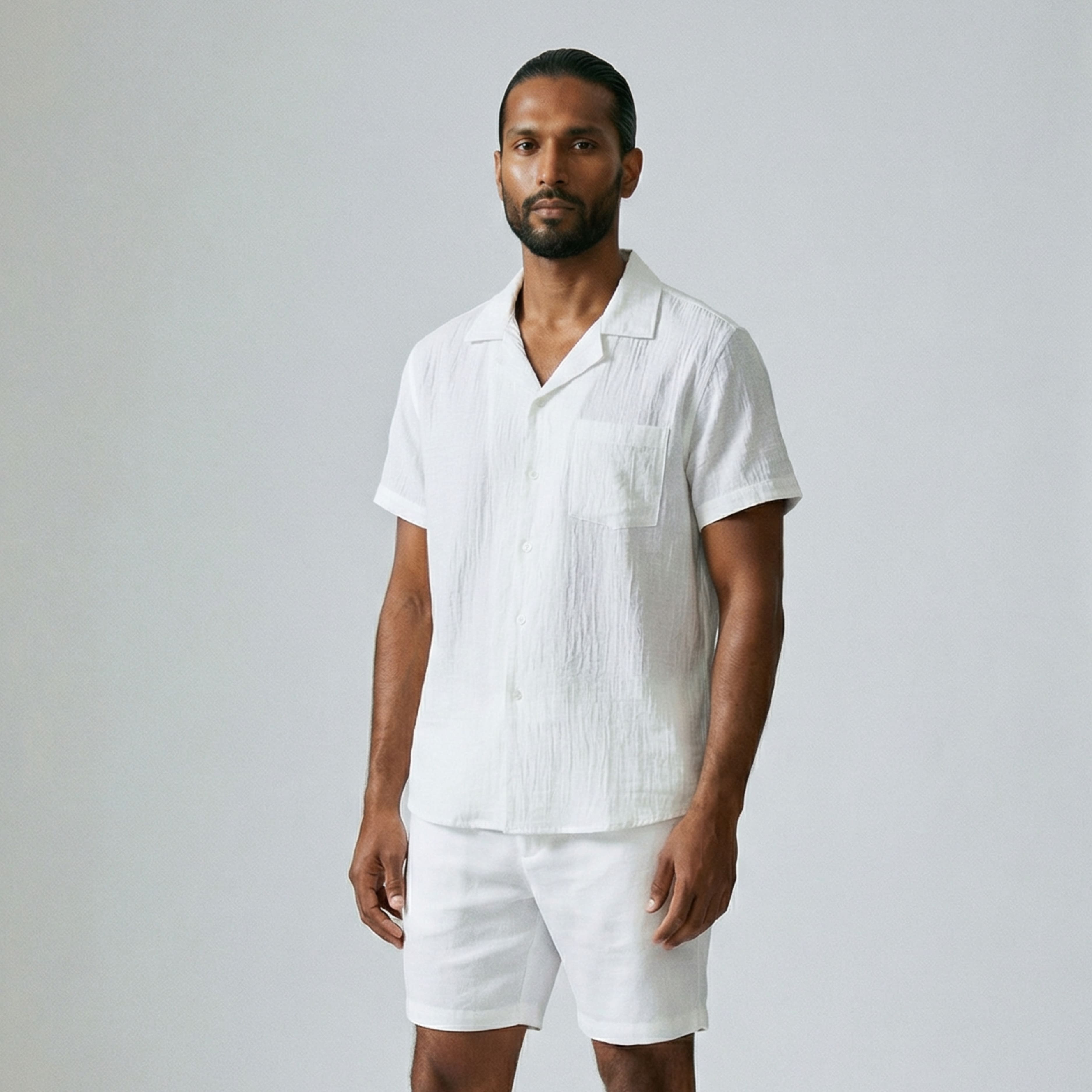 Men's Linen Tourist Collar Shirt-7