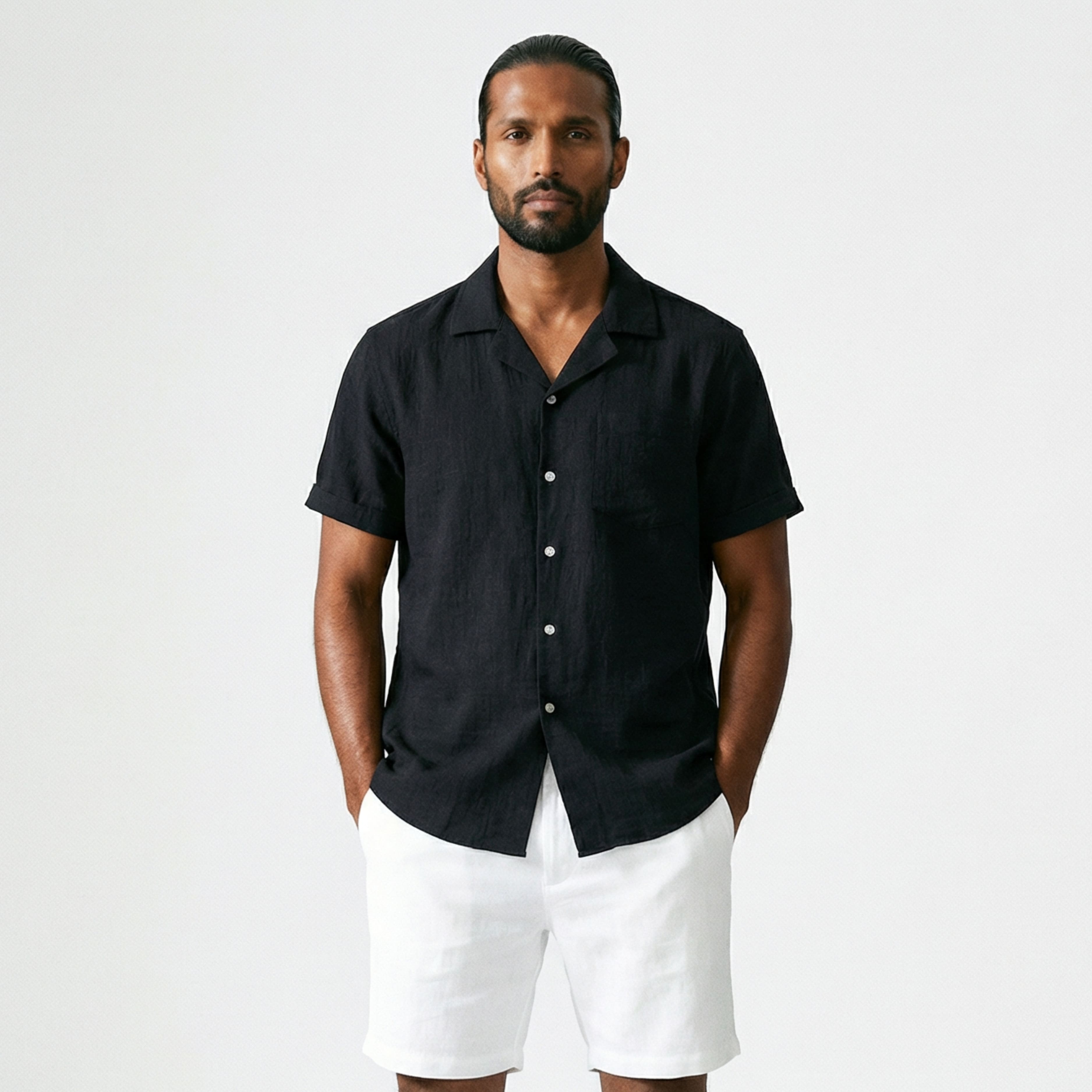 Men's Linen Tourist Collar Shirt-6