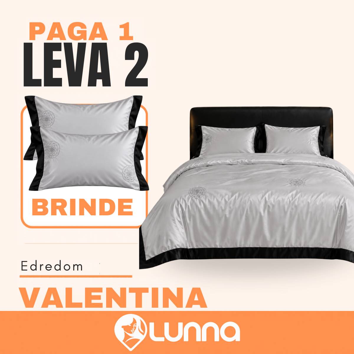 [LEVE 2 PAGUE 1] Edredom Valentina em Cetim e Seda Gelo (Beleza que Aconchega) +2 BRINDES: Capas para Travesseiro