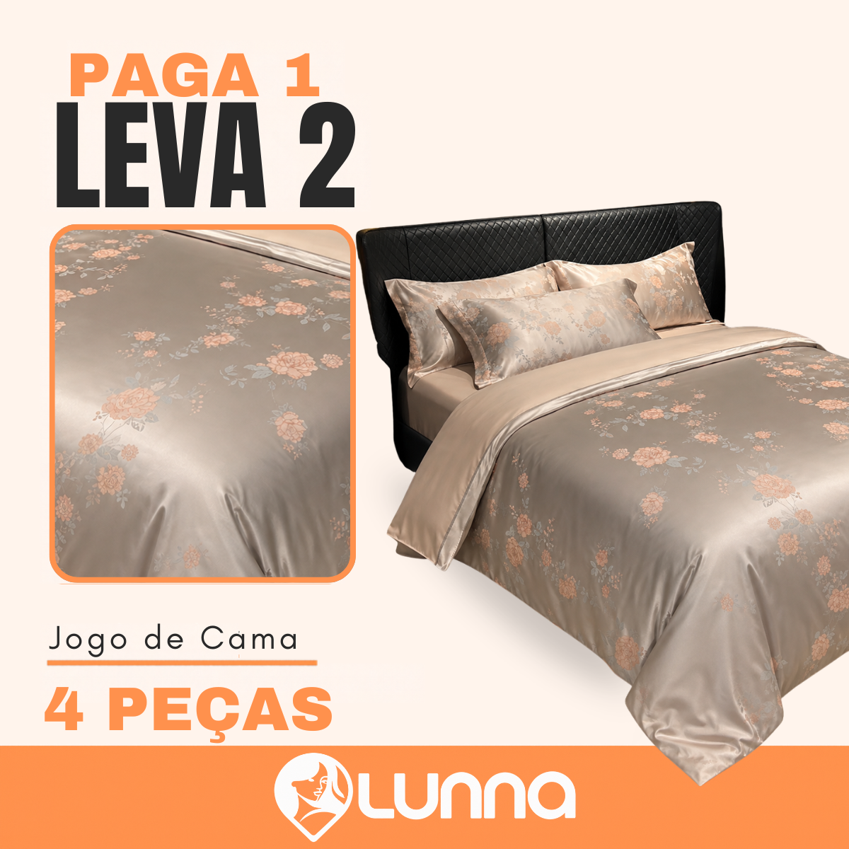 [LEVE 2 PAGUE 1] Jogo de Cama 4 Peças em Algodão e Malha Seda Gelo (Beleza e Conforto em Harmonia)