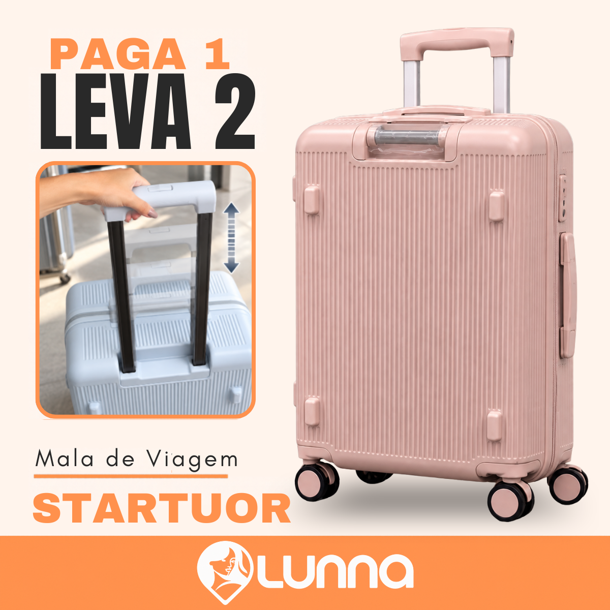 [LEVE 2 PAGUE 1] Mala de Viagem StarTour em ABS com Rodinhas 360° Alça Ajustável e Fechamento com Senha