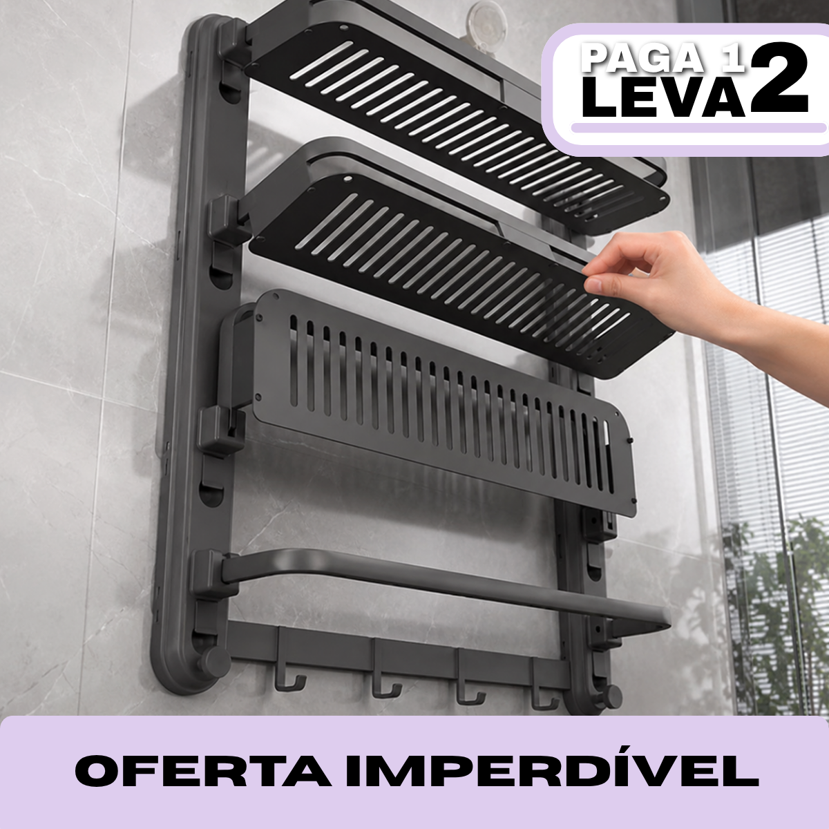 [Leve 2 Pague 1] Organizador para Banheiro em Aço Inox de 3 Prateleiras Retráteis