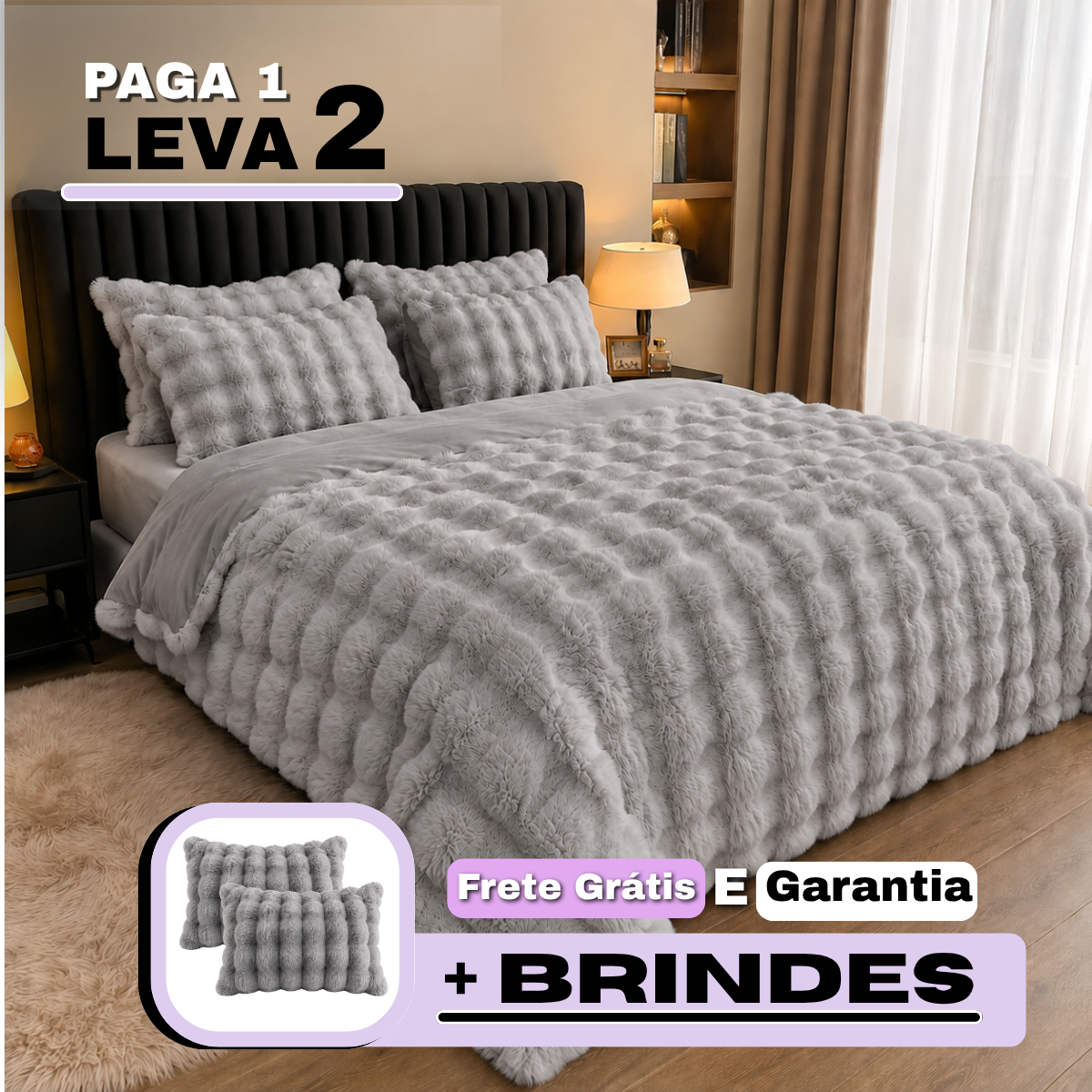 [LEVE 2 PAGUE 1] Roupa de Cama Yara em Algodão e Poliéster +Brindes: 2 Capas de Travesseiro