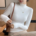 Blusa Feminina Tricô Gola Alta Pullover - Manga Longa Elegante Estilo Coreano para Outono e Inverno