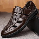 Sandália Masculina Clássica de Couro Respirável