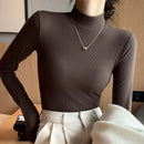 Blusa Feminina Tricô Gola Alta Pullover - Manga Longa Elegante Estilo Coreano para Outono e Inverno