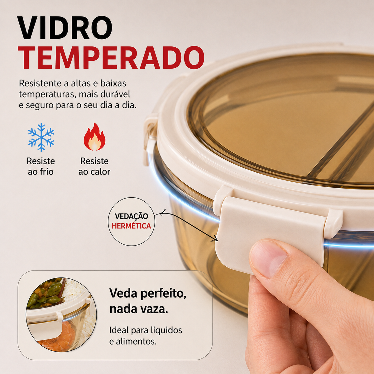 [LEVE 8 PAGUE 4] Potes Herméticos de Vidro Temperado HomeSlim com Tampa a Vácuo +8 Copos de Vidro Fume