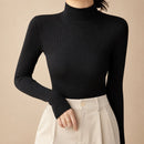 Blusa Feminina Tricô Gola Alta Pullover - Manga Longa Elegante Estilo Coreano para Outono e Inverno