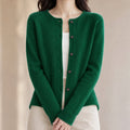 Cardigã Feminino de Lã Merino 100% Cashmere - Decote Redondo com Botões para Outono e Inverno Premium