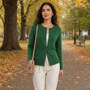 Cardigã Feminino de Lã Merino 100% Cashmere - Decote Redondo com Botões para Outono e Inverno Premium