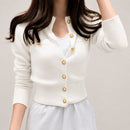 Cardigã Feminino Tricô Curto com Botões - Slim Chic Estilo Coreano para Outono e Inverno