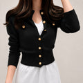 Cardigã Feminino Tricô Curto com Botões - Slim Chic Estilo Coreano para Outono e Inverno