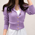 Cardigã Feminino Tricô Curto com Botões - Slim Chic Estilo Coreano para Outono e Inverno