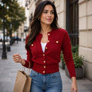 Cardigã Feminino Tricô Curto com Botões - Slim Chic Estilo Coreano para Outono e Inverno