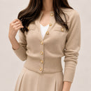 Cardigã Feminino Tricô Curto com Botões - Slim Chic Estilo Coreano para Outono e Inverno