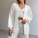 Cardigan Feminino Tricot Bufante Manga Longa - Casaco Quente e Confortável para Inverno