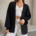 Cardigan Feminino Tricot Bufante Manga Longa - Casaco Quente e Confortável para Inverno