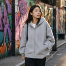 Casaco Feminino Oversize com Capuz e Zíper - Bolsos Duplos, Streetwear Solto e Quente para Inverno