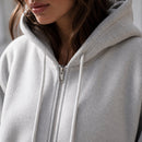 Casaco Feminino Oversize com Capuz e Zíper - Bolsos Duplos, Streetwear Solto e Quente para Inverno