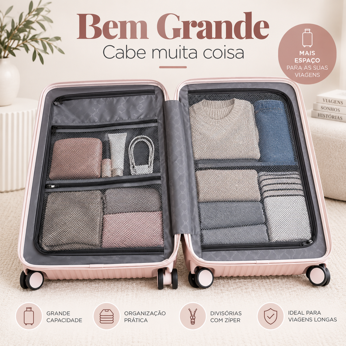 [LEVE 2 PAGUE 1] Mala de Viagem StarTour em ABS com Rodinhas 360° Alça Ajustável e Fechamento com Senha