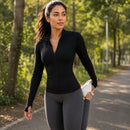 Jaqueta Esportiva Feminina Gola Alta com Zíper - Modelagem Slim Manga Longa para Treino e Inverno