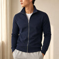 Jaqueta Esportiva Masculina Casual com Zíper e Gola Alta - Manga Longa Slim Cor Sólida para Inverno