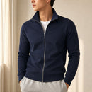 Jaqueta Esportiva Masculina Casual com Zíper e Gola Alta - Manga Longa Slim Cor Sólida para Inverno