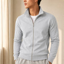 Jaqueta Esportiva Masculina Casual com Zíper e Gola Alta - Manga Longa Slim Cor Sólida para Inverno
