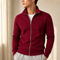 Jaqueta Esportiva Masculina Casual com Zíper e Gola Alta - Manga Longa Slim Cor Sólida para Inverno