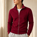Jaqueta Esportiva Masculina Casual com Zíper e Gola Alta - Manga Longa Slim Cor Sólida para Inverno